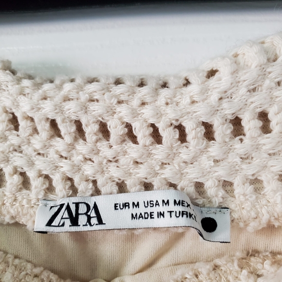 Zara Butter Yellow Floral Crochet Hippie Festival Coachella 90s Lined Skirt M - Picture 4 of 8